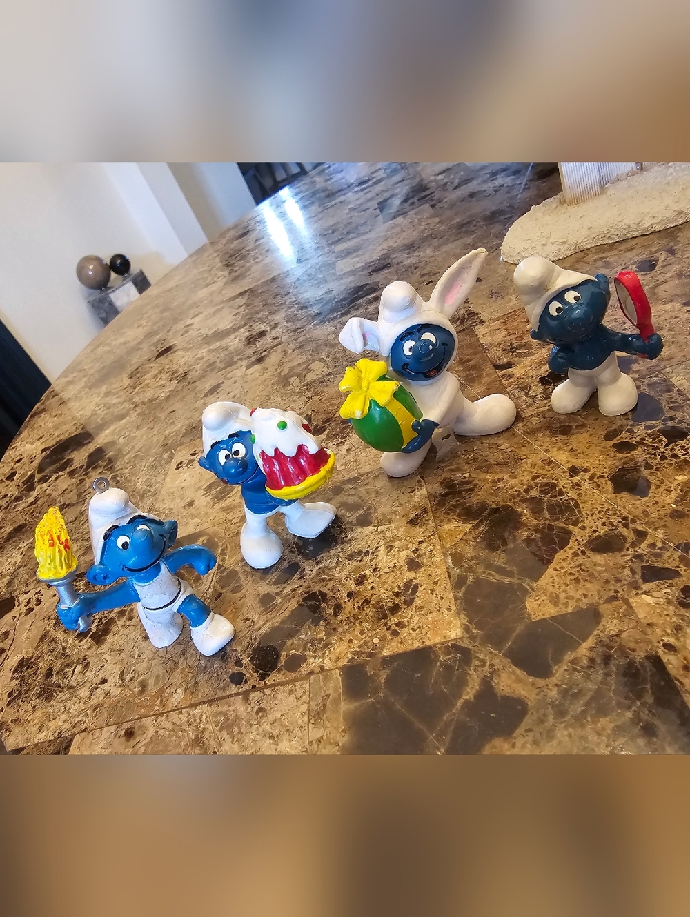 Lot of 4 Smurf Schleich Peyo Figures Vintage '72 '78 '78 '82 Hong Kong